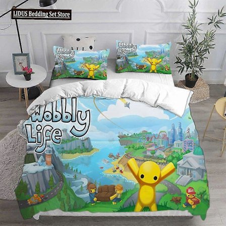 x2526 Dynetrekk Sengetøy Sett Woblete og Liv Tvilling Full Størrelse Dyne Anime Seng Trekk Putetrekk - Sett med 3 deler Sengetøy Sett (1 Dynetrekk C