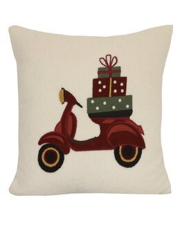 Kuddfodral i teddymaterial med broderat julmotiv 1-pack Multi - Jul - Redlunds