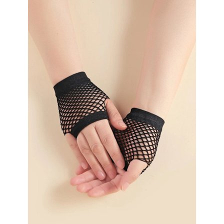 Svarta fingerlösa elastiska näthandskar