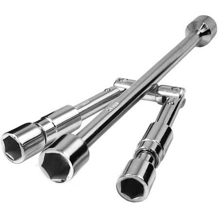 Foldbar hjulmøtrik bolt nøgle til bil eller varevogn passer til sekskantstørrelser 17 mm, 19 mm, 21 mm og 23 mm