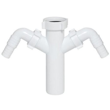 Avløpsrørforbindelse med dobbel oppvaskmaskininngang 1 1/2" BSP x 40mm