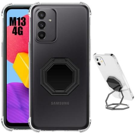 Etui til Samsung Galaxy M13 Silikone Ultra Slim Stødsikker med Multi-Angle Rotating Folding Stand transparent-svart