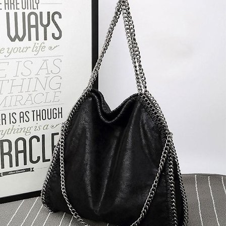 Satchel Shoulder Great Woman Black With Chains Eco-leather