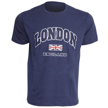 Herr London England Print 100% Bomull Kortärmad Casual T-shirt Navy XXXL - 54inch - 56inch