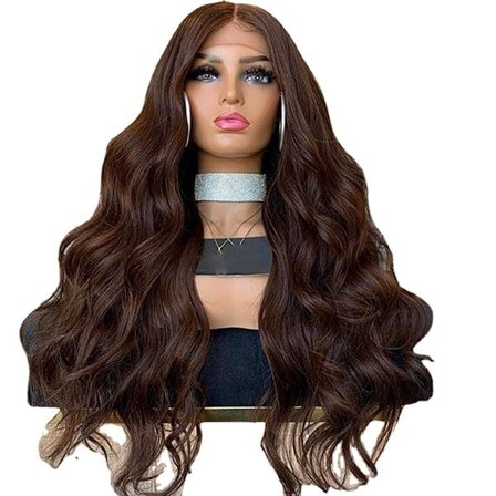 Wig for Women Brown Side Part Big Waves Long Curly Hair