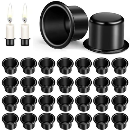 30-delt te-lysestage - Lysestager til trælys, fødselsdagslys, bordlys og te-lamper - Sort