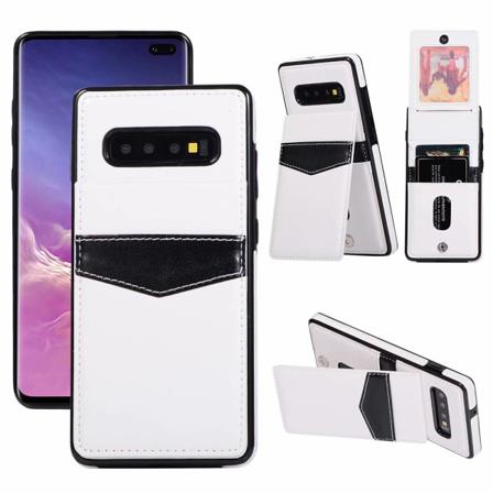 Skyddsskal Med Kortfack - Samsung Galaxy S10 Plus Vit