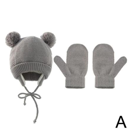 Söt Varm Pompom Baby Hat Vinter Stickade Mössor Spädbarn Bonn