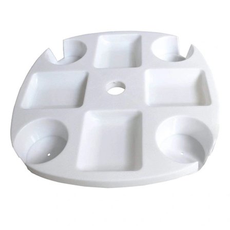 Høj Stabilitet Parasolbordbakke Multifunktionel med Beslag Robust Hvid Poolbordbakke til Udendørs Brug