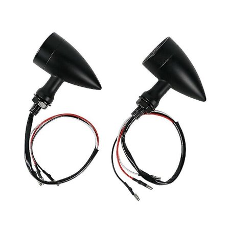 Motorsykkel Svart LED Blinklys Indikator Amber Lampe Universal Gl (svart+gul) (2stk)