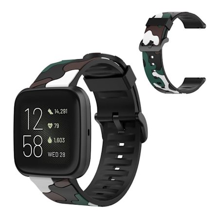 Fitbit Versa 2 / Lite camouflage silicone watch band - Dark Green