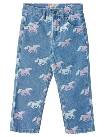 Organic Jeans W. Regular Fit & Unicorn Print Blue Copenhagen Colors