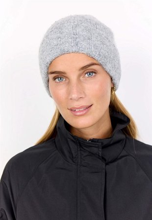 Soyaconcept - Strikket hat i gråmeleret til damer i størrelse - Cellbes