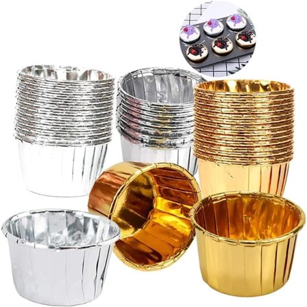 100 st aluminium muffinsformar i metall, aluminiumformar, aluminium cupcake-formar för bröllop
