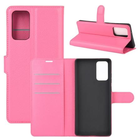 Samsung Galaxy Note 20 - Litchi Plånboksfodral - Rosa Pink Rosa
