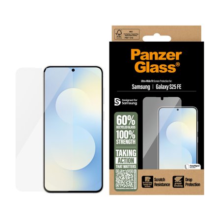 PanzerGlass Galaxy S25 FE Skjermbeskytter Ultra-Wide Fit med Easy-Aligner