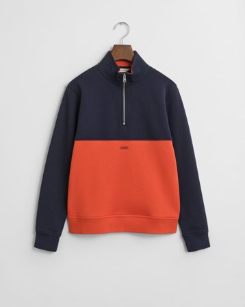 GANT Teenager Sweatshirt mit Reißverschluss-Kragen und Blockfarbendesign (146/152) Marineblau