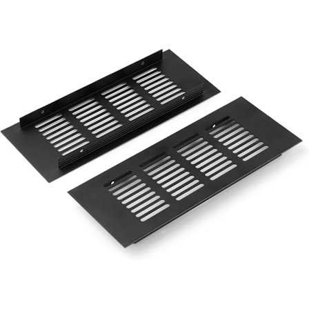 Ventilationsgaller i delar, Aluminium, Aluminiummöbelgaller 20 × 8 cm, Bekvämt och praktiskt, Svart ventilationsgaller för garderob, skoskåp