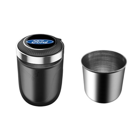 Autoon asennettava tuhkakuppi, ripustettava, monitoiminen, lampulla, metalliset tuhkakuppitarvikkeet auton sisustukseen (Ford)