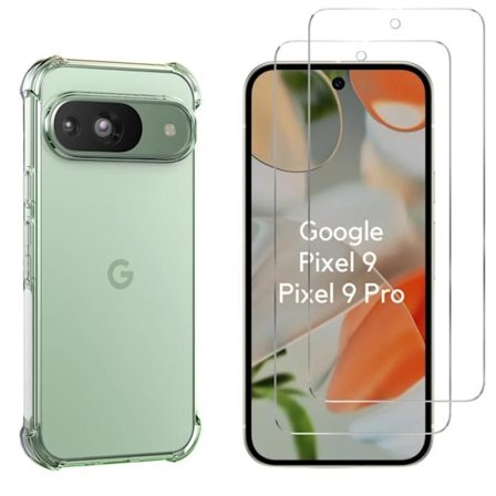 Suojakuori Google Pixel 9 / Pixel 9 Pro ja 2 kpl kovalasikalvoa, näyttösuojakalvo Phonillico