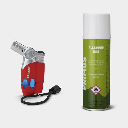 Zapalniczka sztormowa Primus PowerLighter III Red + gaz do zapalniczek 135 gramów - camping