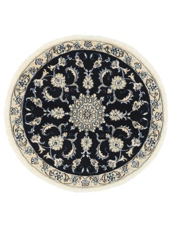 Nain Teppich Ø 100 Rund Schwarz/Dunkelgelb Wolle, Persien
