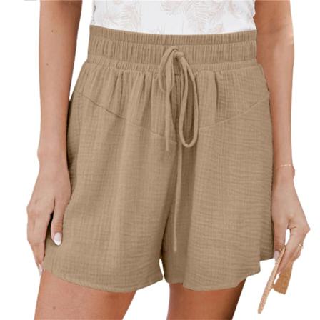 Kvinnor Solid Elastisk Midja Shorts Med Dragsko Mode Casual Byxo