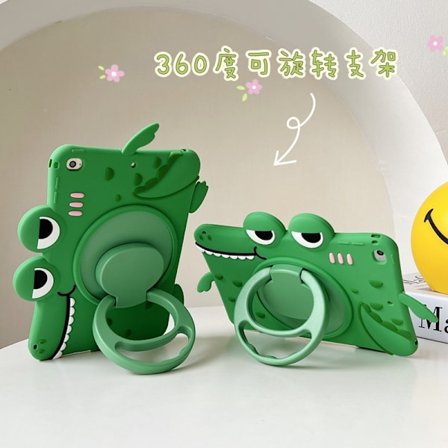 Stilrent fodral för iPad 10 360 graders roterande krokodil tecknad silikon