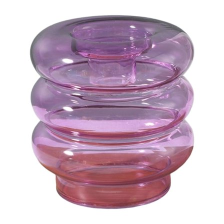 Donitsi-kynttilänjalka, lasinen kynttilänjalka talonlämmitystä varten, kodin juhliin, violetti