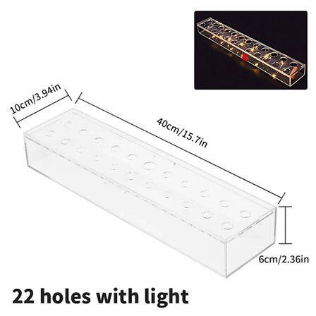 Klar akryl blomma rektangulär vas för matbord bröllop 18 hål