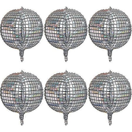 6 stk. 56 cm Diskokugle Ballon Sølv Laser 4D Stor Oppustelig Kugle Aluminiumfolie Ballon Sølv Spejl Ballon Til Disko Dansefest Forsyninger