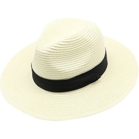 Dame Strand Sol Bredbremmet Stråhatt UPF50+ Panama Sommer Strand Solhatt for Unisex