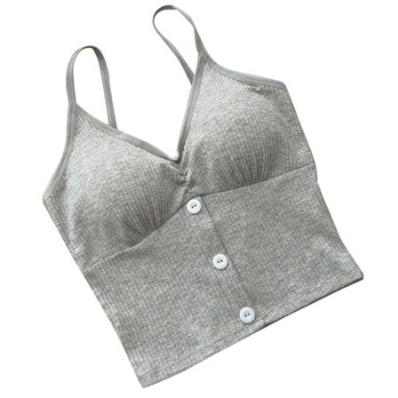 Dame Tanktop Spaghettistropper V-hals Rygløs Behagelig Åndbar Trådløs Tanktop til Forår Sommer Daglig Sport Grå