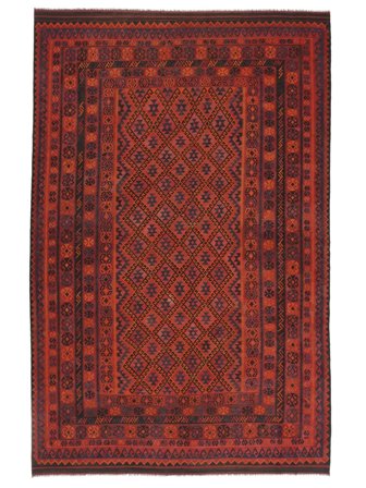 Oriental Kilim Maimane Rug 267X412 Dark Red/Black Large Wool, Afghanistan
