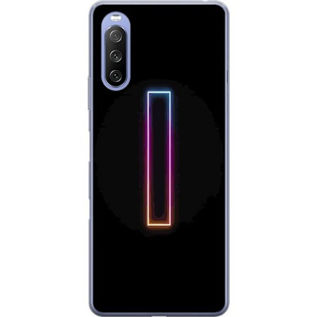 Kompatibel Mobilcover til Sony Sony Xperia 10 III Lite Minimalistisk neonbogstav I i regnbuefarver mod mørk baggrund