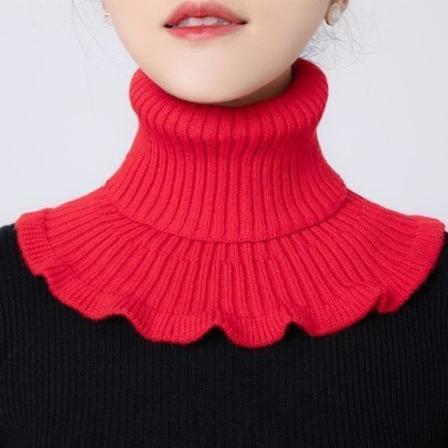 Tyttö Naisten tekokaulus Lämmin kohdunkaulan tuki Bana Huivi Naisten Turtleneck Villakoristeet red