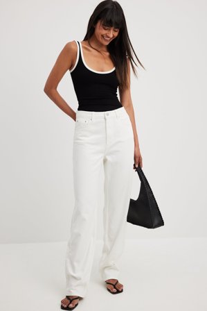 NA-KD Raka jeans med hög midja - Raka jeans - Vit - EU 40