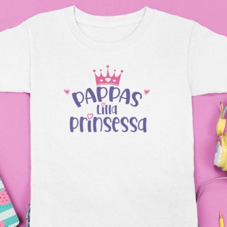 Barn Vit T-shirt Pappas Lilla Prinsessa 128cl 7-8 År