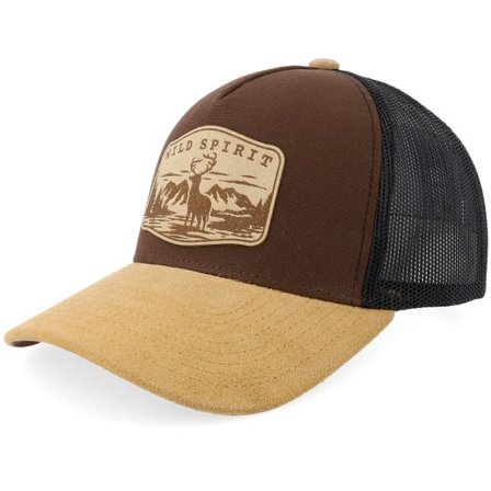 Wild Spirit - Brun trucker Keps - Deer In The Wild Beige Patch Brown Canvas/Wheat Suede A-frame Trucker @ Hatstore
