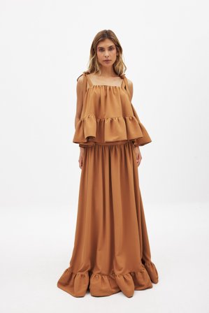 NA-KD Jupe longue - Jupes à volants - Marron - EU 34