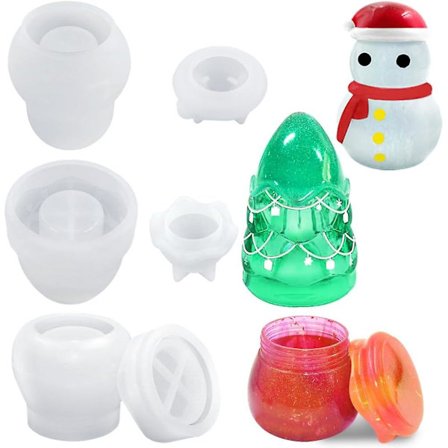 3 sarjan purkkien silikonimuotteja, joulupurkkien hartsimuotteja lumiukko joulukuusen muotoinen vanukas