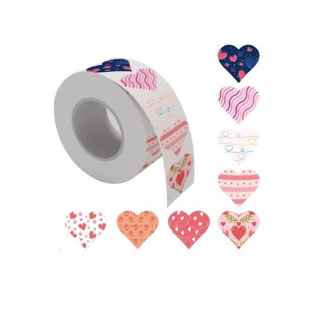 500 stk Hjerteklistremerker Klistremerker Rull dekorativt klistremerke