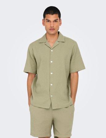 ONLY & SONS Onsbertil Waffle Ss Resort Shirt - Green - XXL