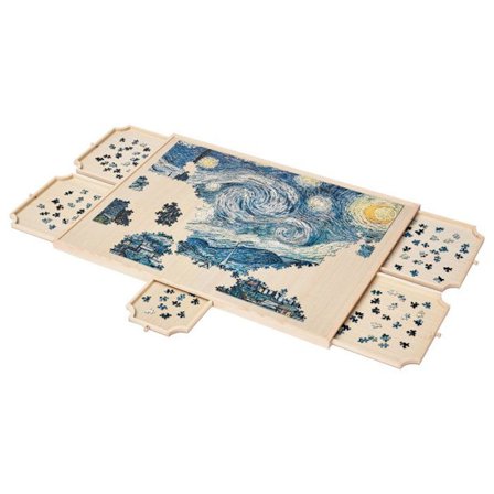 Puslespillbrett-Duoku-1500 Brikker-865 x 635 mm-Roterende 360° Puslespillbrett og Bærbar-med 5 Skuffer og Dekke-FA-