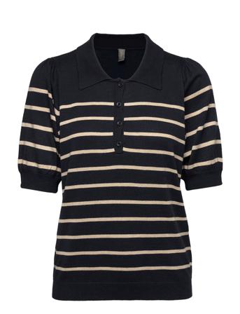Cuannemarie Ss Stripe Polo Patterned Culture