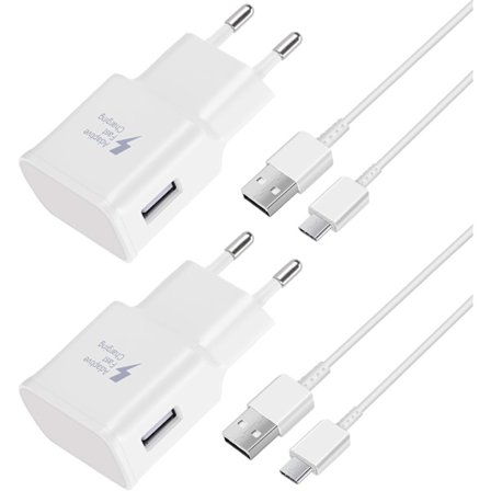 2 stk hurtiglader, 1,5 m kabel, kompatibel med Samsung Galaxy S22 S21 S20 S8 S10 S9 Plus Note 7 8 9 10 A53 LG, HTC