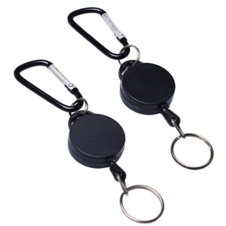 2-pack Retractable Yo-Yo Nyckelring med Karabinhake Svart Svart