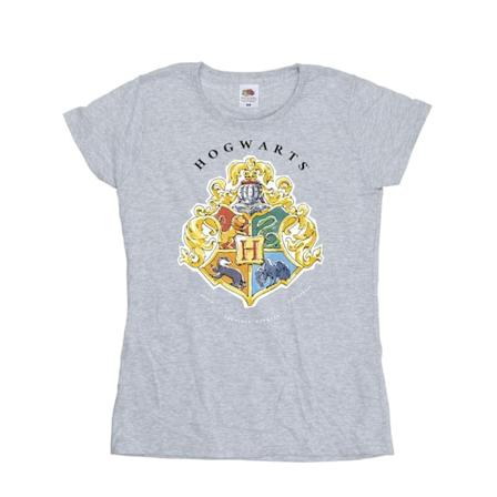 Harry Potter Dam/Kvinnor Hogwarts Skolemblemet Bomull T-Shir Sports Grey M