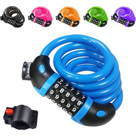 Blå sykkellås, sykkellås lang 120cm x 12mm, kabellås for sykkel
