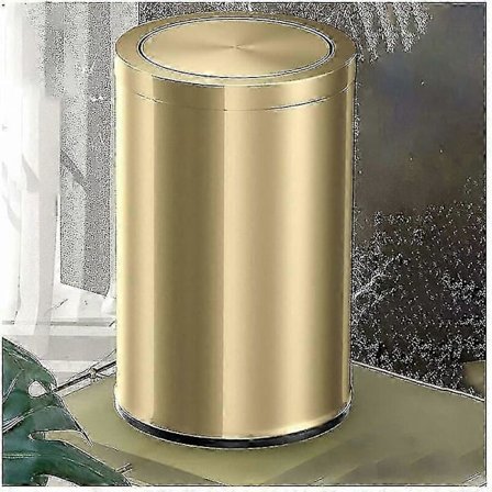 Badeværelsesspand med svinglåg, 9l lille spand, metallisk guld stål, 20 x 31cm - JZ